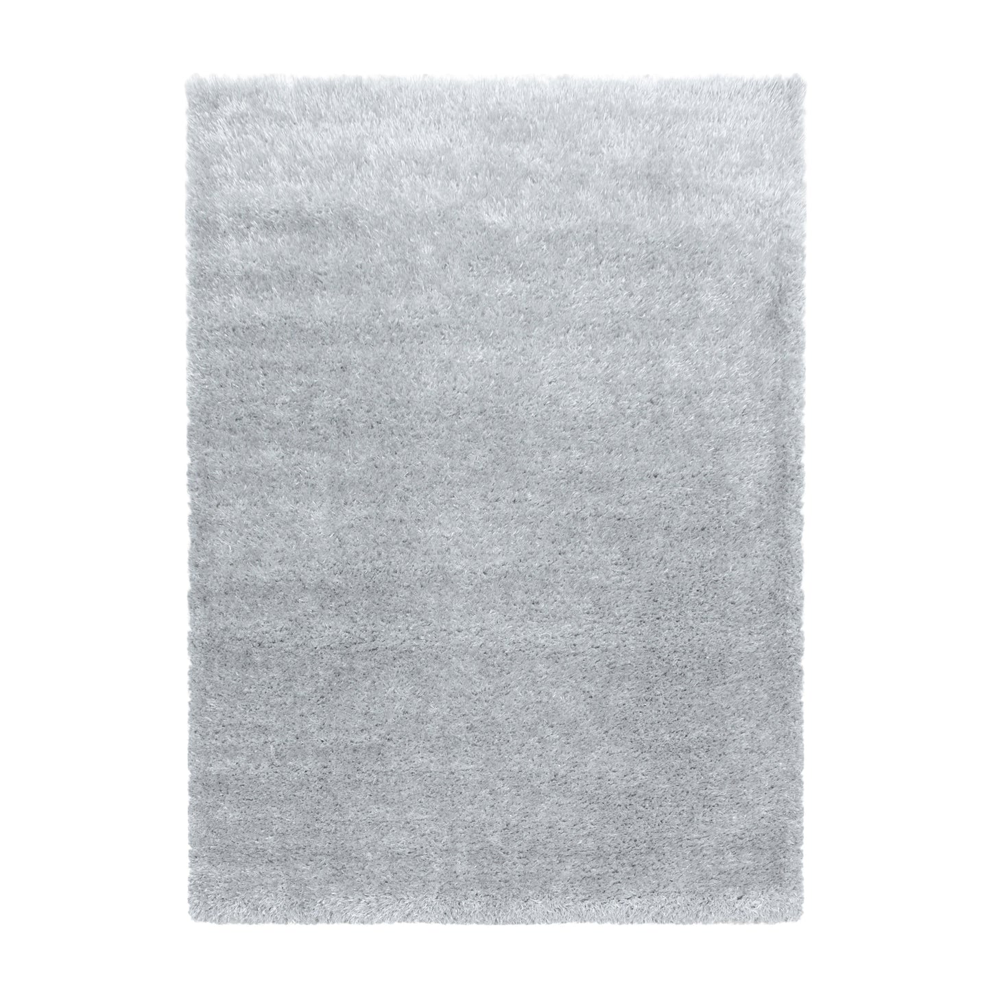 Shaggy Wohnzimmer Hochflor Teppich Glanz Garn Einfarbig Silber