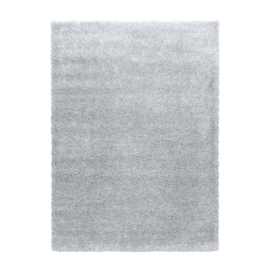 Shaggy Wohnzimmer Hochflor Teppich Glanz Garn Einfarbig Silber