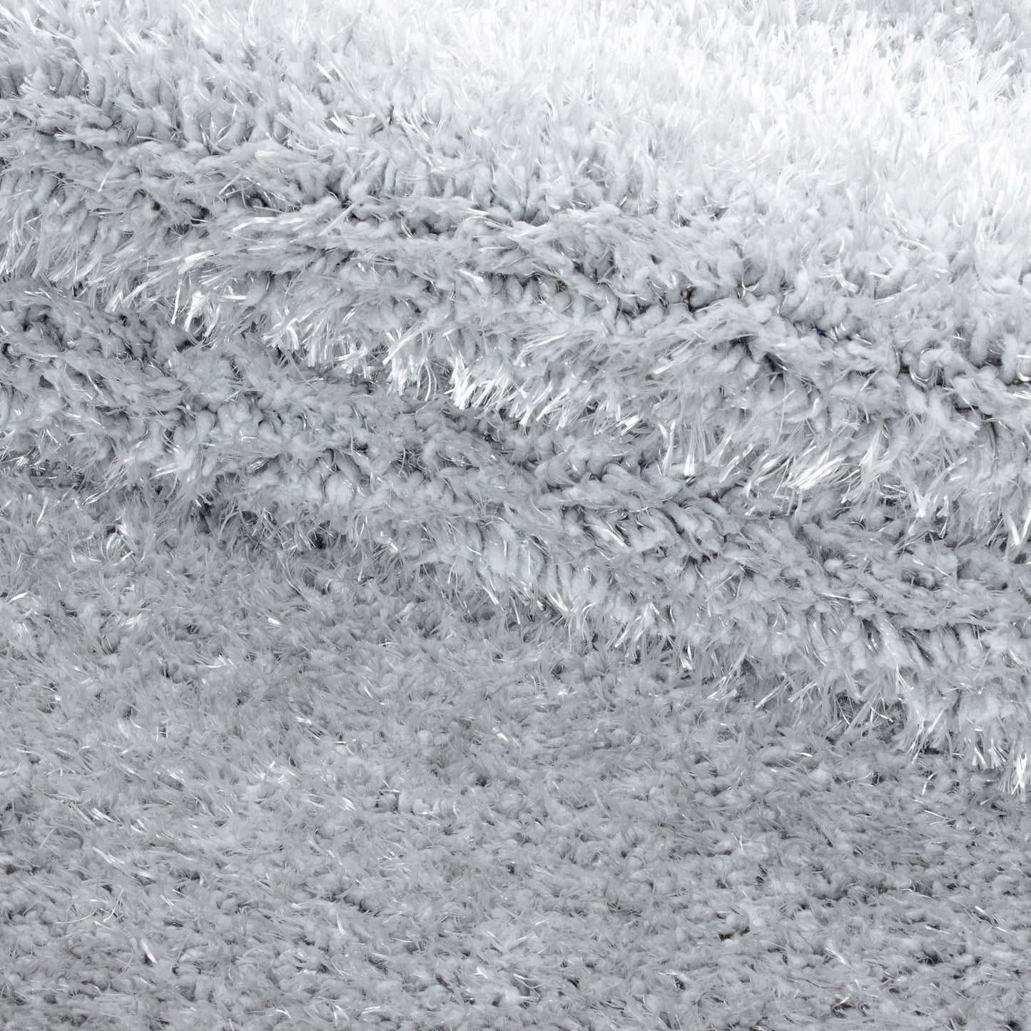 Shaggy Wohnzimmer Hochflor Teppich Glanz Garn Einfarbig Silber