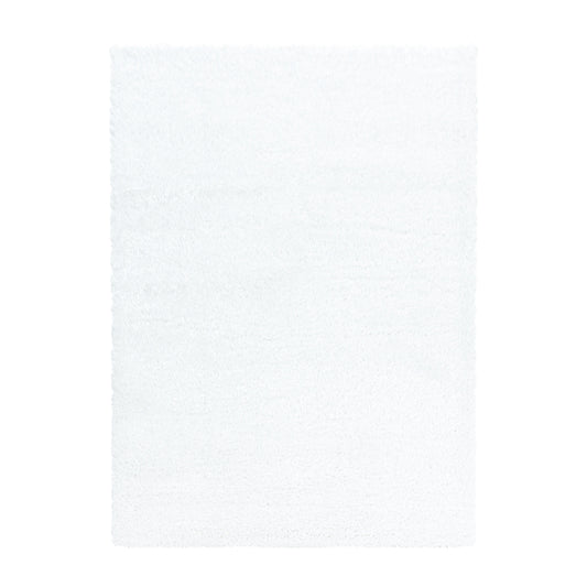 Shaggy Wohnzimmer Hochflor Teppich Glanz Garn Einfarbig Weiss