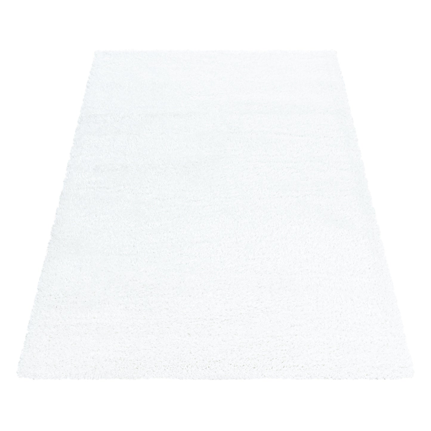 Shaggy Wohnzimmer Hochflor Teppich Glanz Garn Einfarbig Weiss
