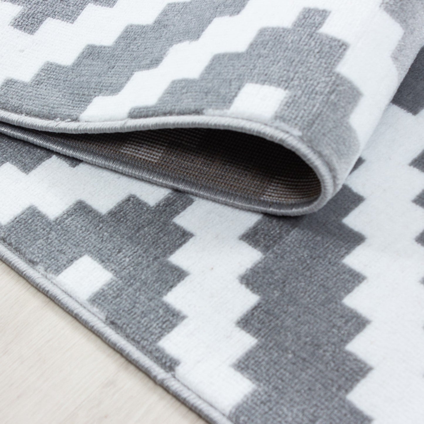 Moderner Wohnzimmer Elegance designer Teppich Kurzflor Grau Weiss