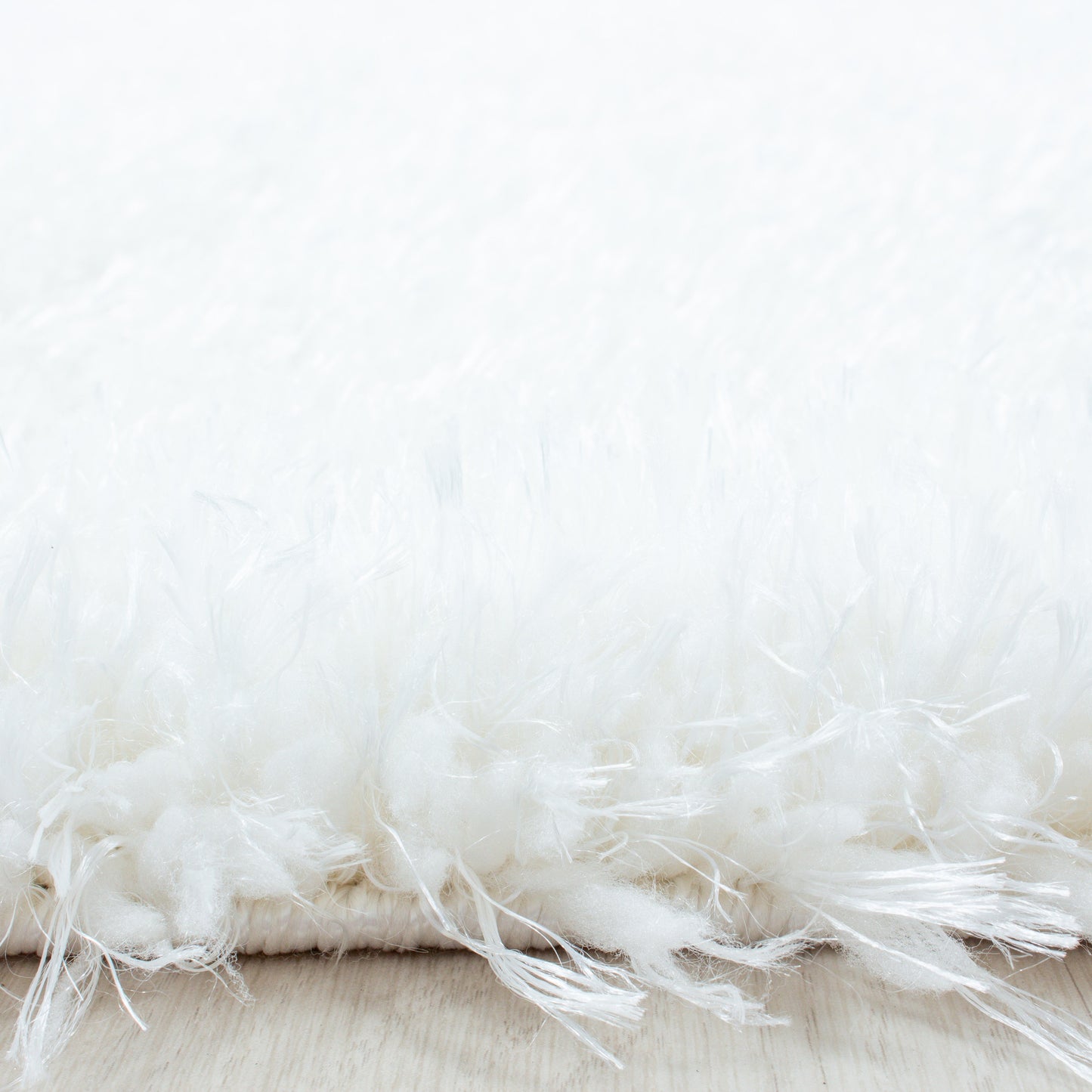 Shaggy Wohnzimmer Hochflor Teppich Glanz Garn Einfarbig Weiss