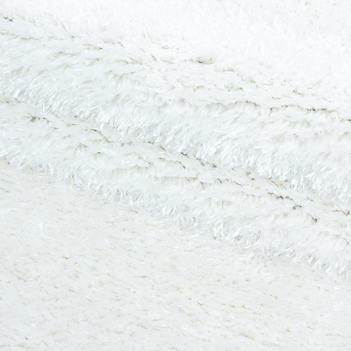 Shaggy Wohnzimmer Hochflor Teppich Glanz Garn Einfarbig Weiss