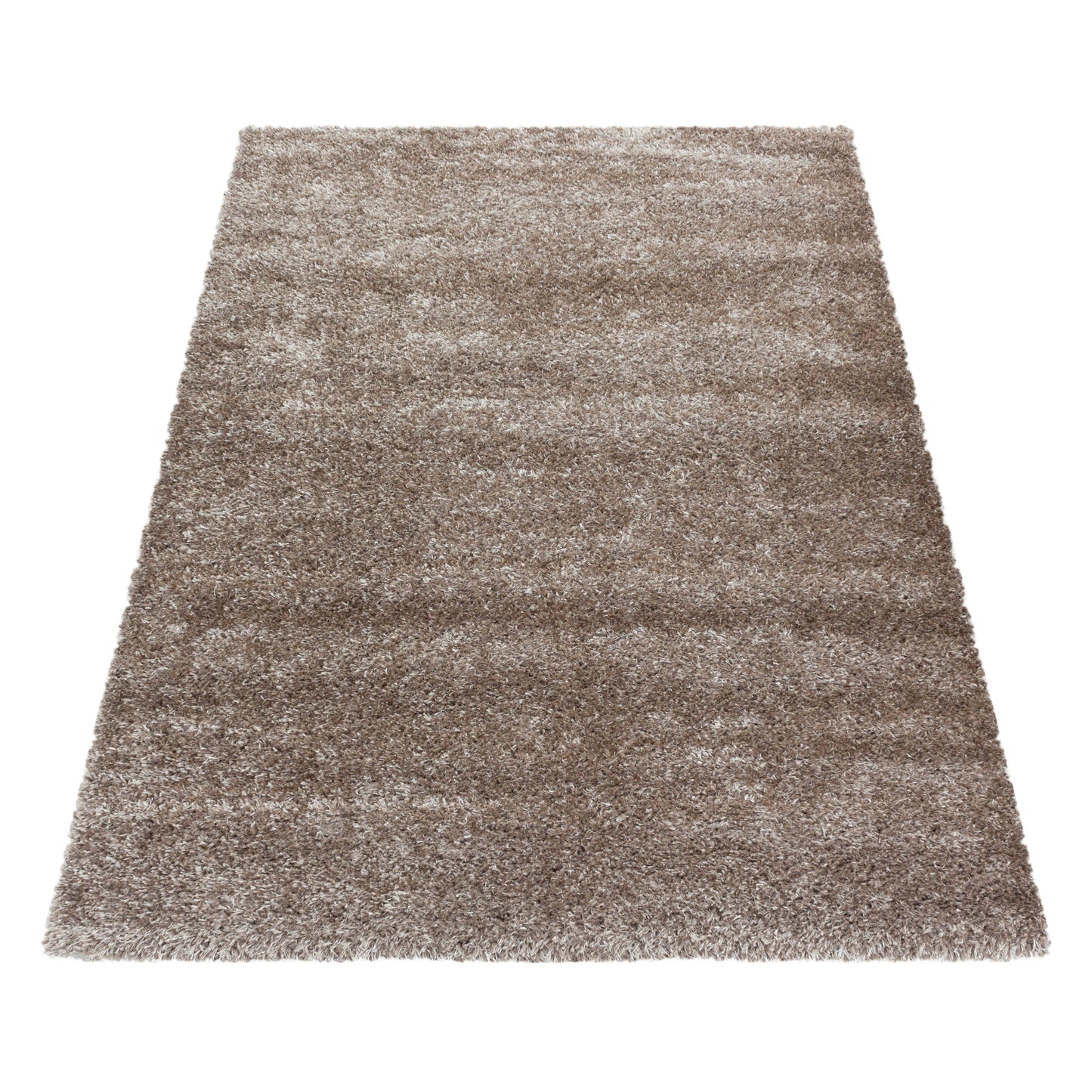 Shaggy Wohnzimmer Hochflor Teppich Glanz Garn Einfarbig Taupe