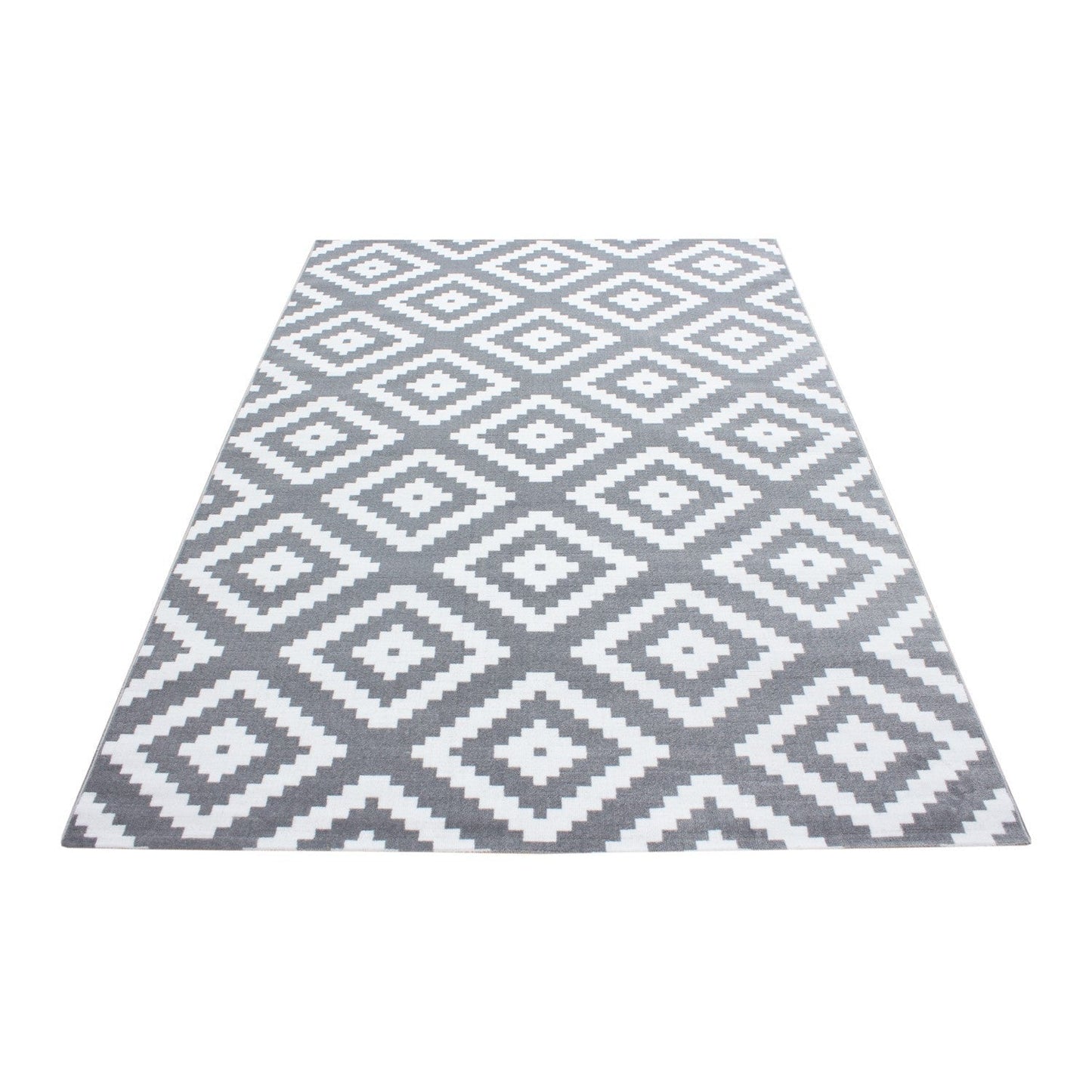 Moderner Wohnzimmer Elegance designer Teppich Kurzflor Grau Weiss