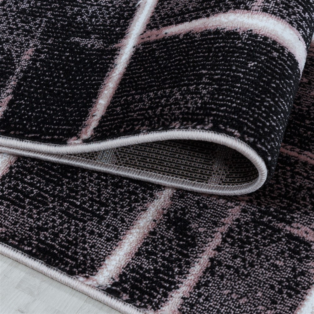 Wohnzimmerteppich Kurzflor Teppich Gitter Design Muster Soft Flor Pink
