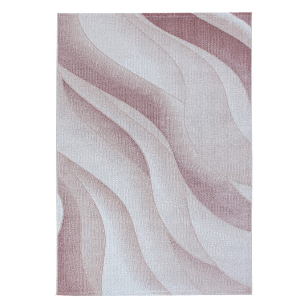 Wohnzimmerteppich Kurzflor Teppich 3-D Design Muster Wellen Soft Flor Pink