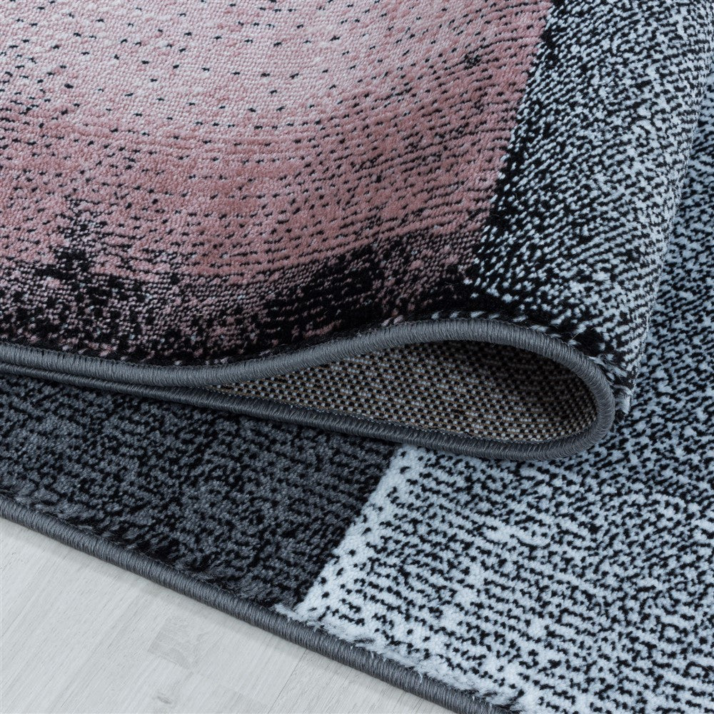 Wohnzimmerteppich Kurzflor Teppich Viereck Gitter Design Pink
