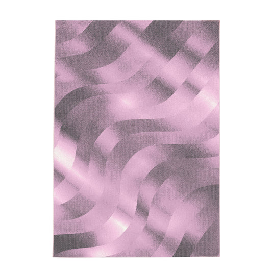 Kurzflor Teppich Wohnzimmerteppich Soft Flor Wellen Design Pink