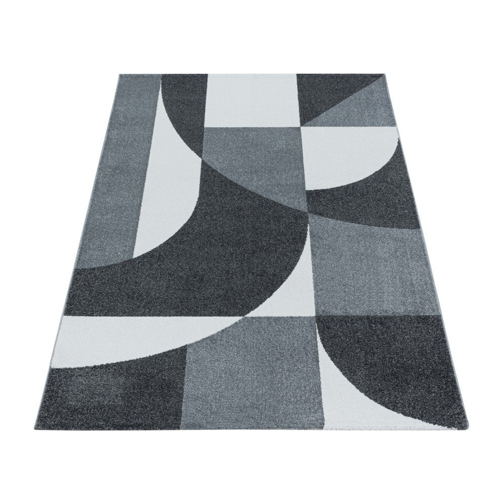 Wohnzimmerteppich Kurzflor Teppich Design Zipcode Muster Abstrakt Grau