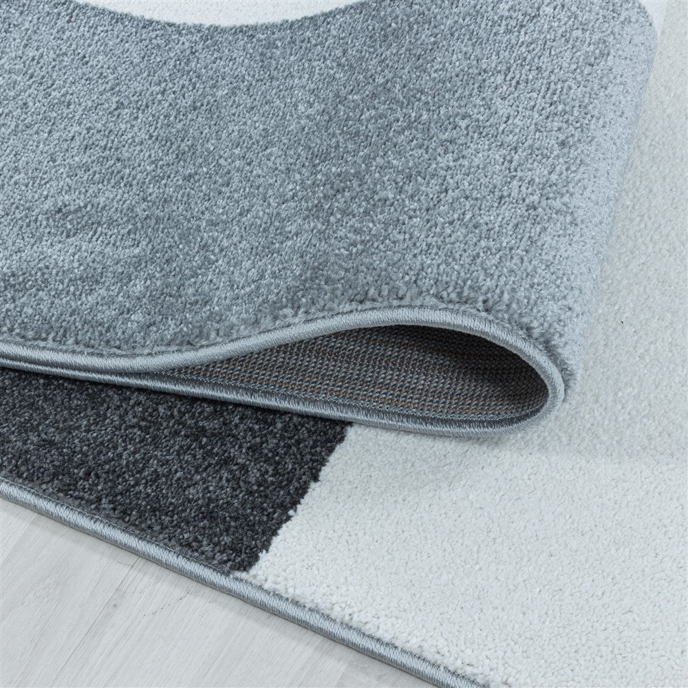 Wohnzimmerteppich Kurzflor Teppich Design Zipcode Muster Abstrakt Grau