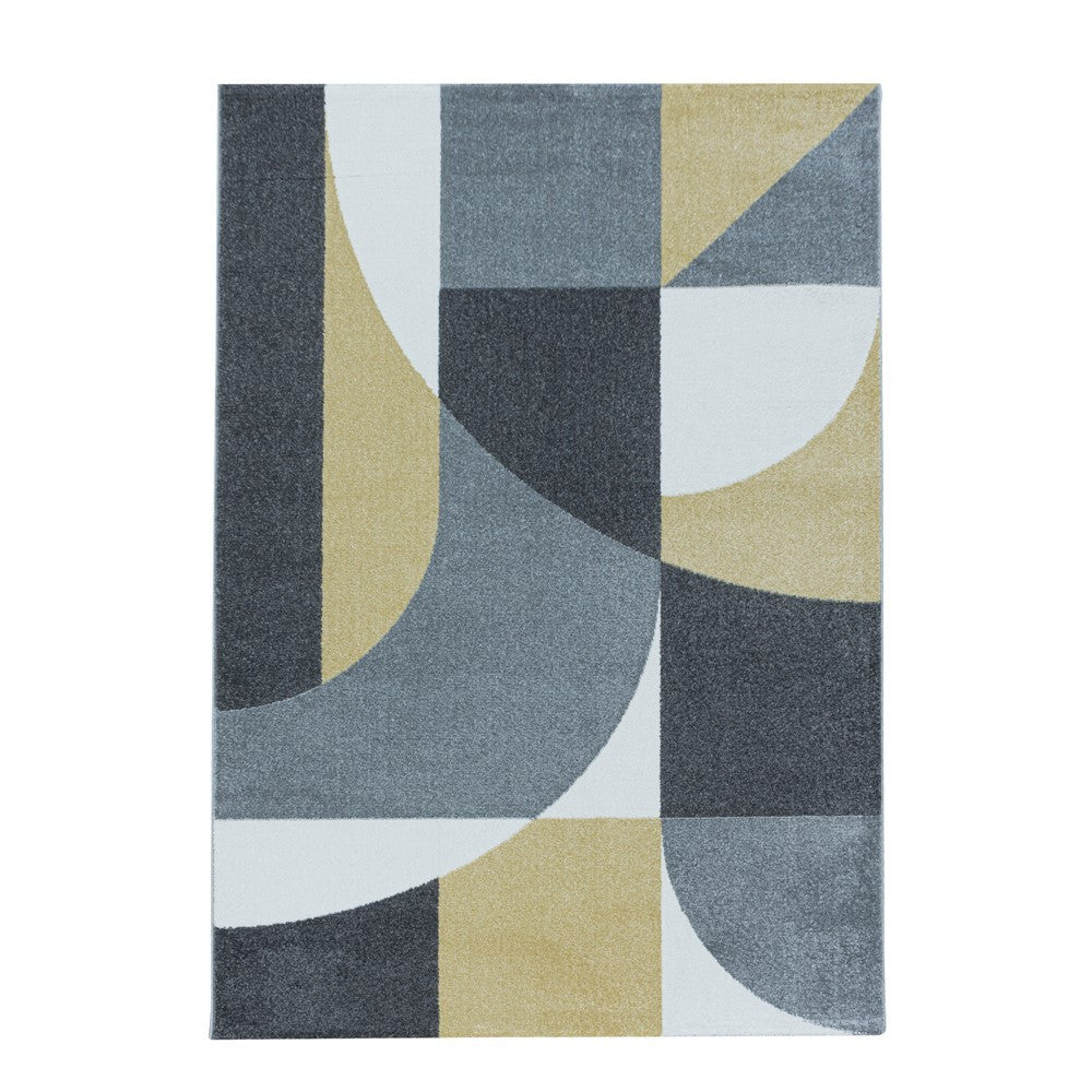 Wohnzimmerteppich Kurzflor Teppich Design Zipcode Muster Abstrakt Gelb