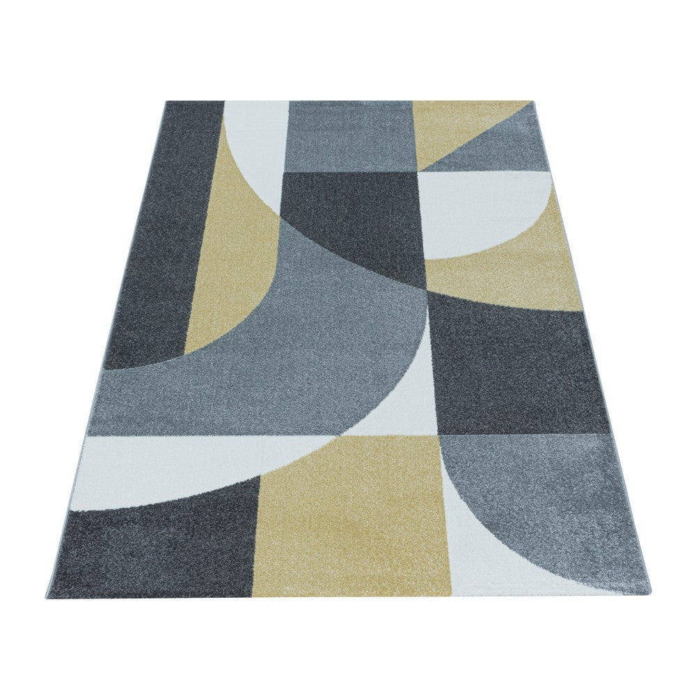 Wohnzimmerteppich Kurzflor Teppich Design Zipcode Muster Abstrakt Gelb