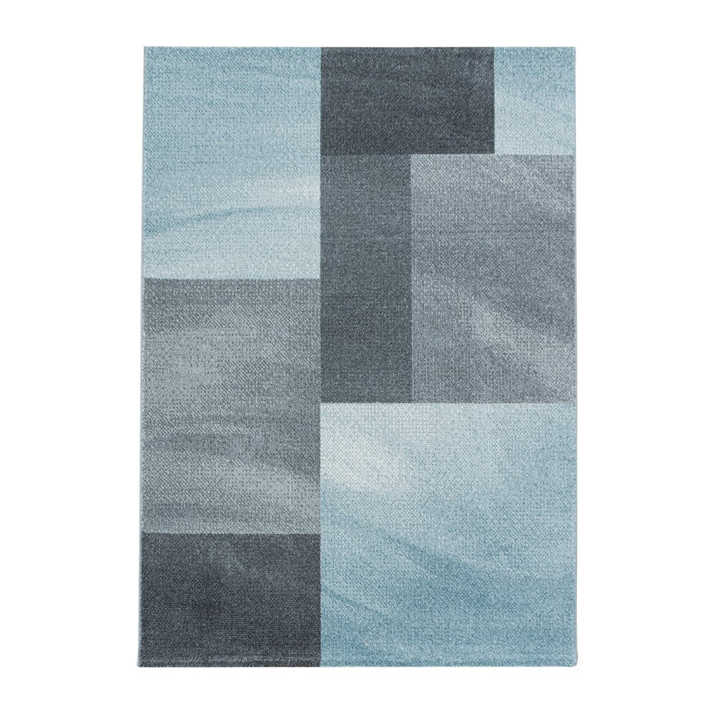 Wohnzimmerteppich Kurzflor Teppich Design Zipcode Muster Rechteck Blau