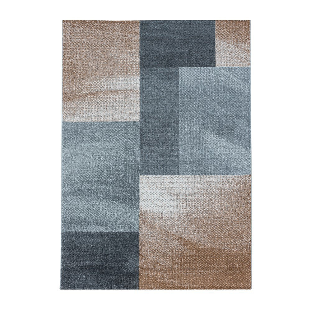 Wohnzimmerteppich Kurzflor Teppich Design Zipcode Muster Rechteck Kupfer