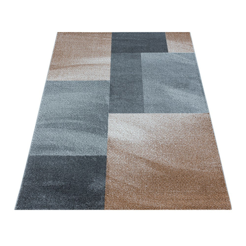 Wohnzimmerteppich Kurzflor Teppich Design Zipcode Muster Rechteck Kupfer
