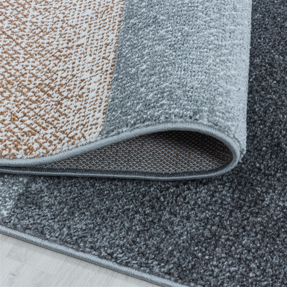 Wohnzimmerteppich Kurzflor Teppich Design Zipcode Muster Rechteck Kupfer