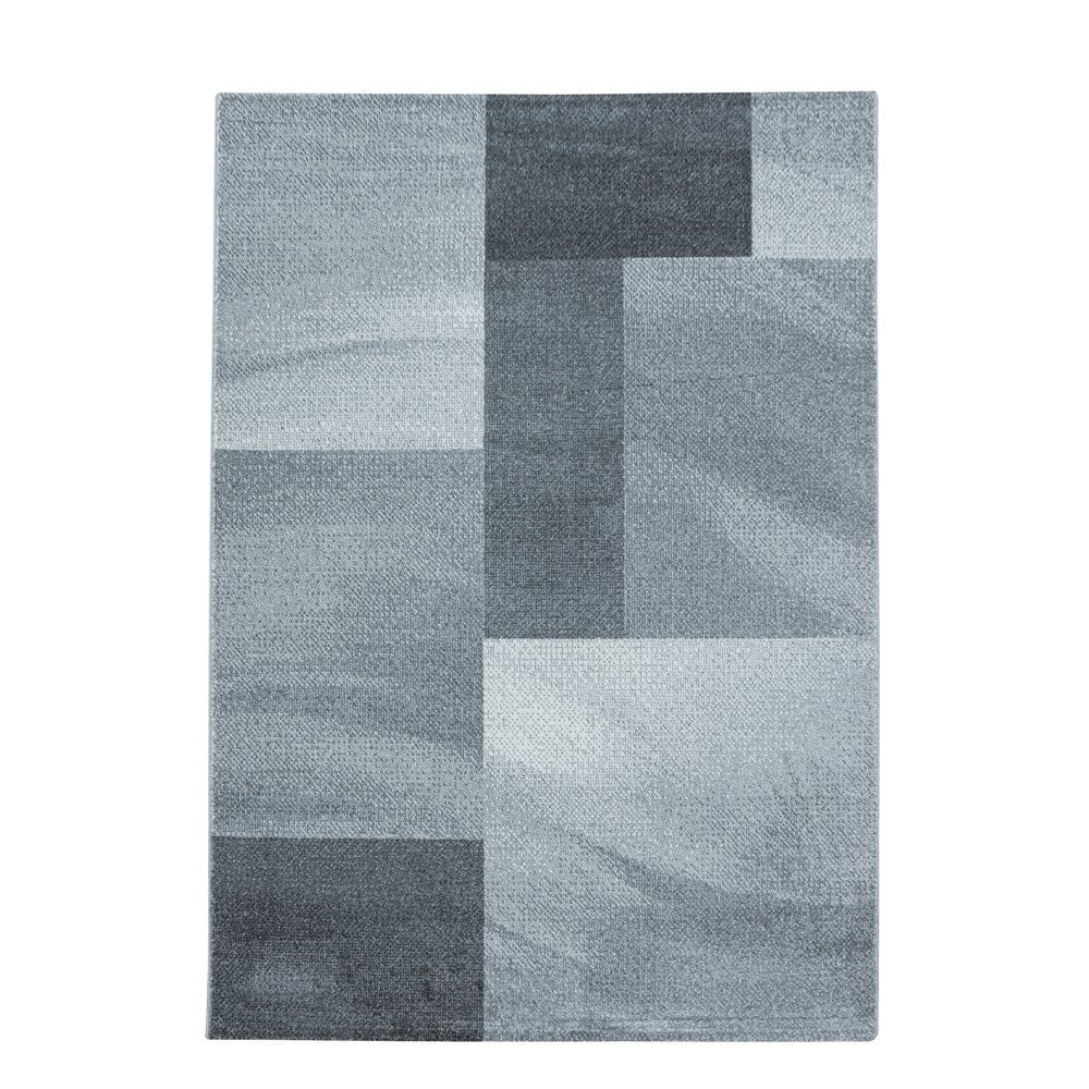 Wohnzimmerteppich Kurzflor Teppich Design Zipcode Muster Rechteck Grau