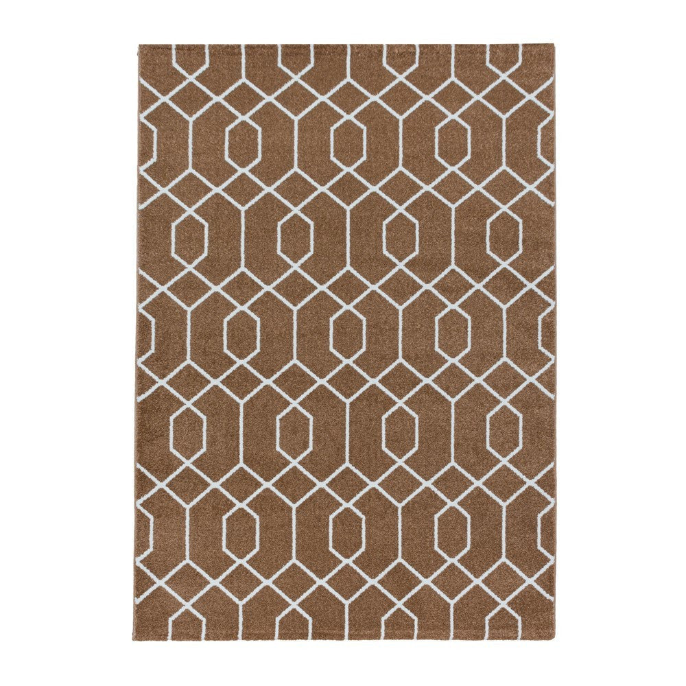 Wohnzimmerteppich Kurzflor Teppich Cable Design Zopf Muster Linien Kupfer