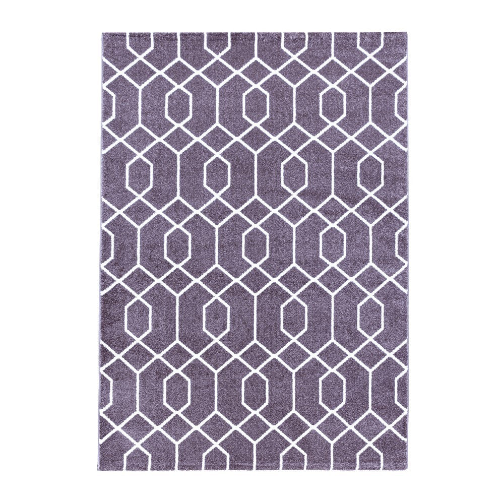Wohnzimmerteppich Kurzflor Teppich Cable Design Zopf Linien Violet