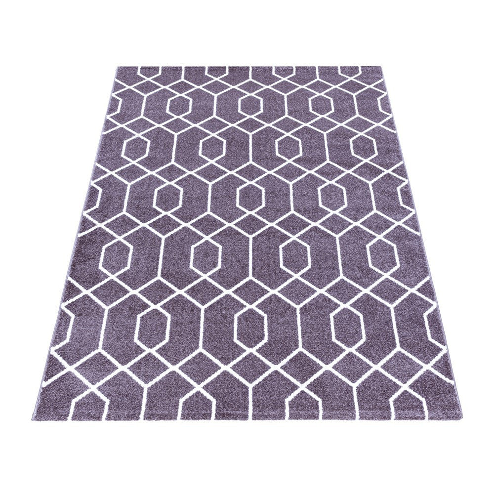 Wohnzimmerteppich Kurzflor Teppich Cable Design Zopf Linien Violet