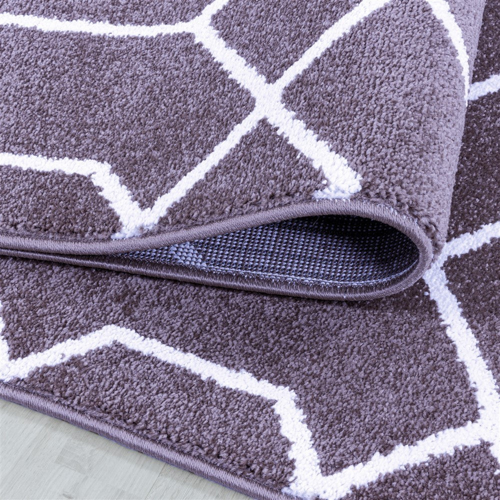 Wohnzimmerteppich Kurzflor Teppich Cable Design Zopf Linien Violet