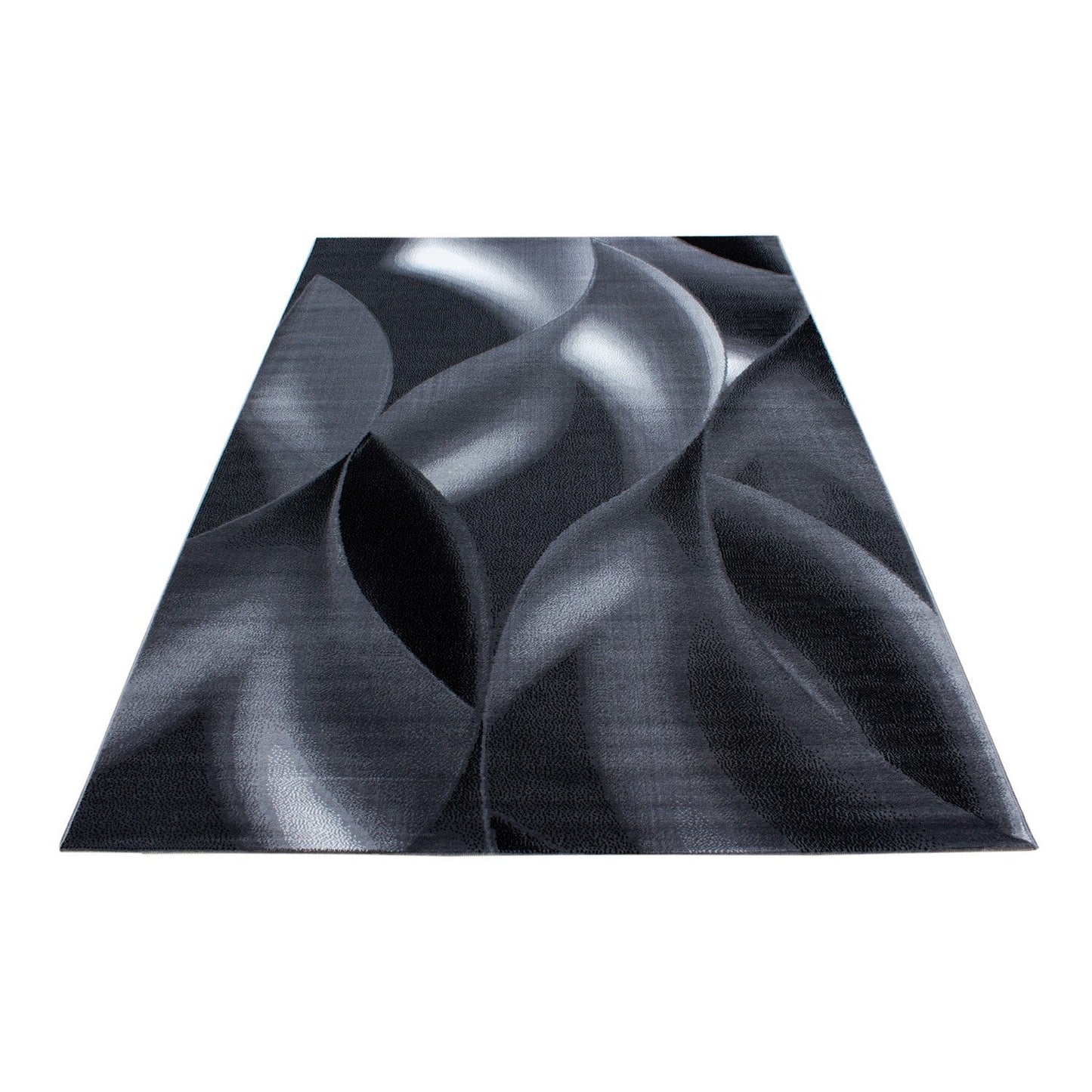 Teppich Moderner Wohnzimmer abstrakt schatten Wellenmotiv designer Kurzflor Schwarz Grau