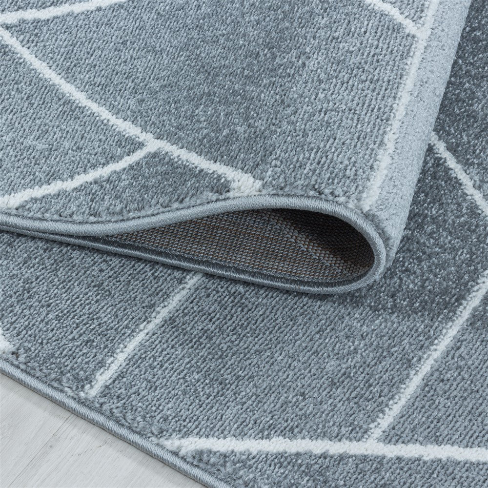 Wohnzimmerteppich Kurzflor Teppich Design Geometrische Linien Grau