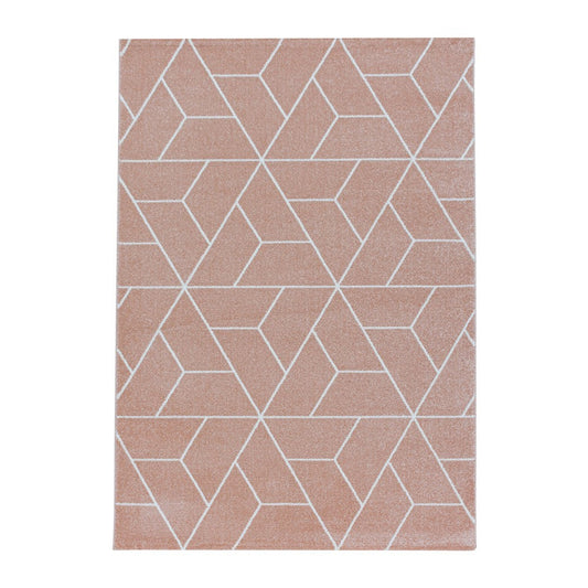Wohnzimmerteppich Kurzflor Teppich Design Geometrische Linien Rose