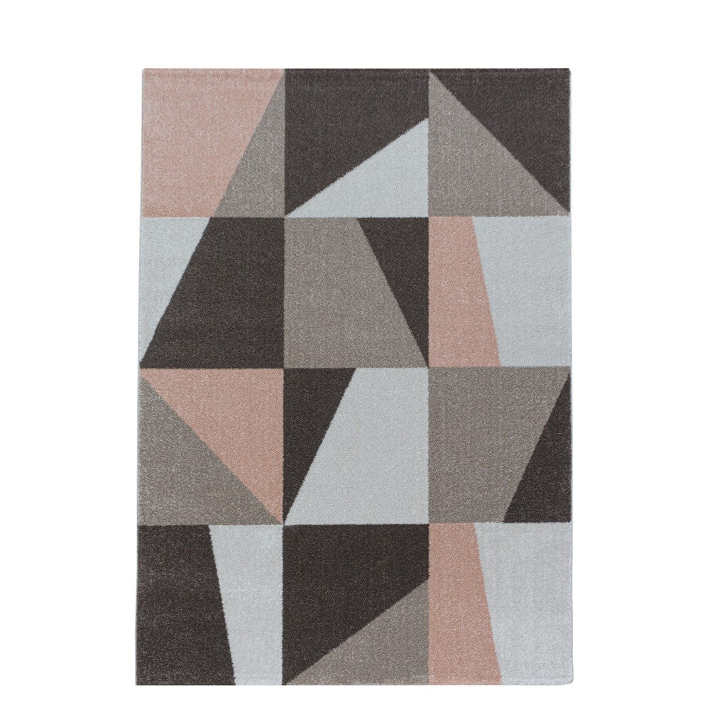 Wohnzimmerteppich Kurzflor Teppich Design Zipcode Dreieck Trapez Rose