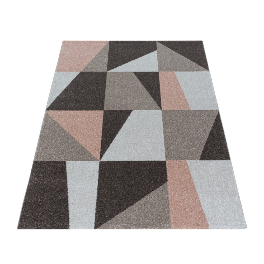 Wohnzimmerteppich Kurzflor Teppich Design Zipcode Dreieck Trapez Rose