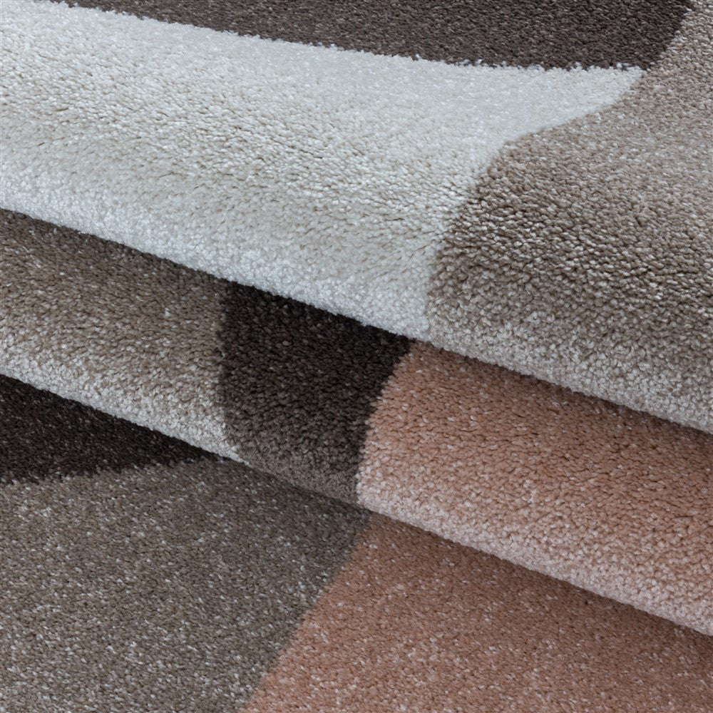 Wohnzimmerteppich Kurzflor Teppich Design Zipcode Dreieck Trapez Rose