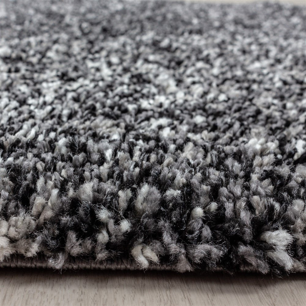 Shaggy Teppich Hochwertig Hochflor Wohnzimmer Anthrazit Grau Weiß Meliert