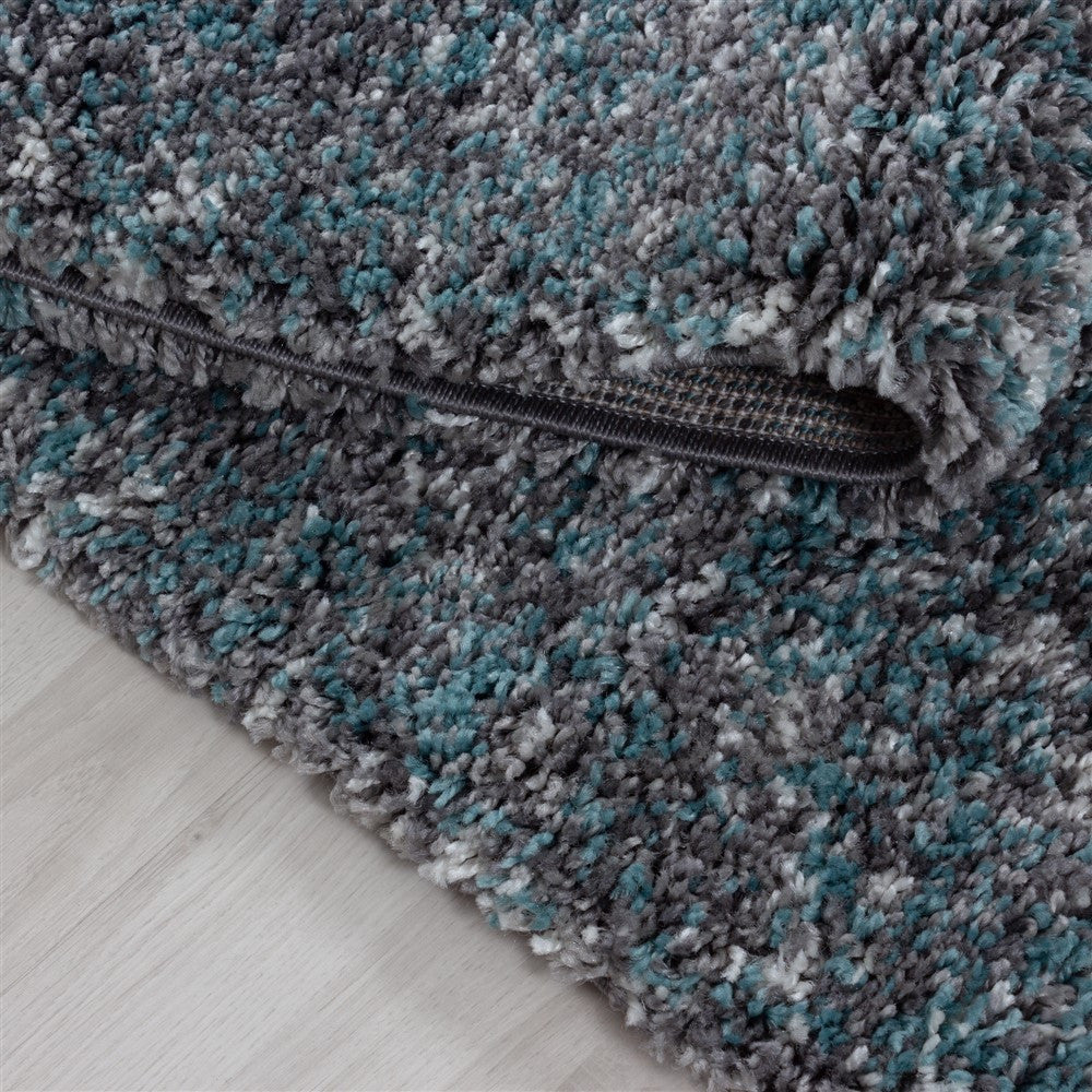 Shaggy Teppich Hochwertig Hochflor Wohnzimmer Mint Grau Creme Meliert
