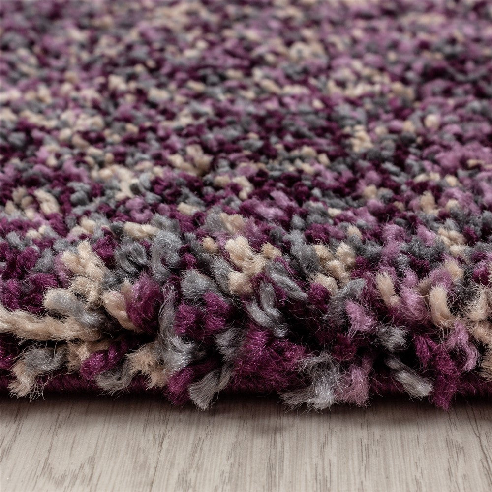 Shaggy Teppich Hochwertig Hochflor Wohnzimmer Lila Grau Beige Meliert