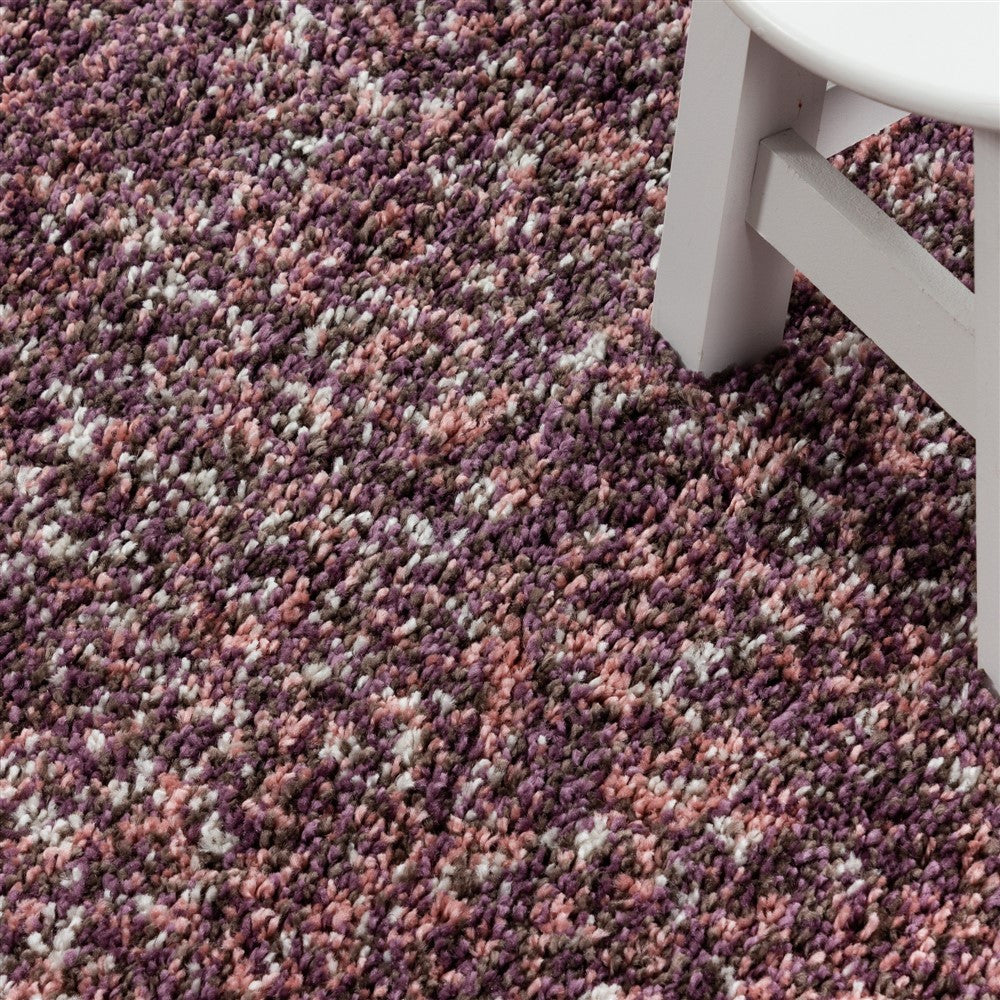 Shaggy Teppich Hochwertig Hochflor Wohnzimmer Pink Lila Taupe Creme Meliert