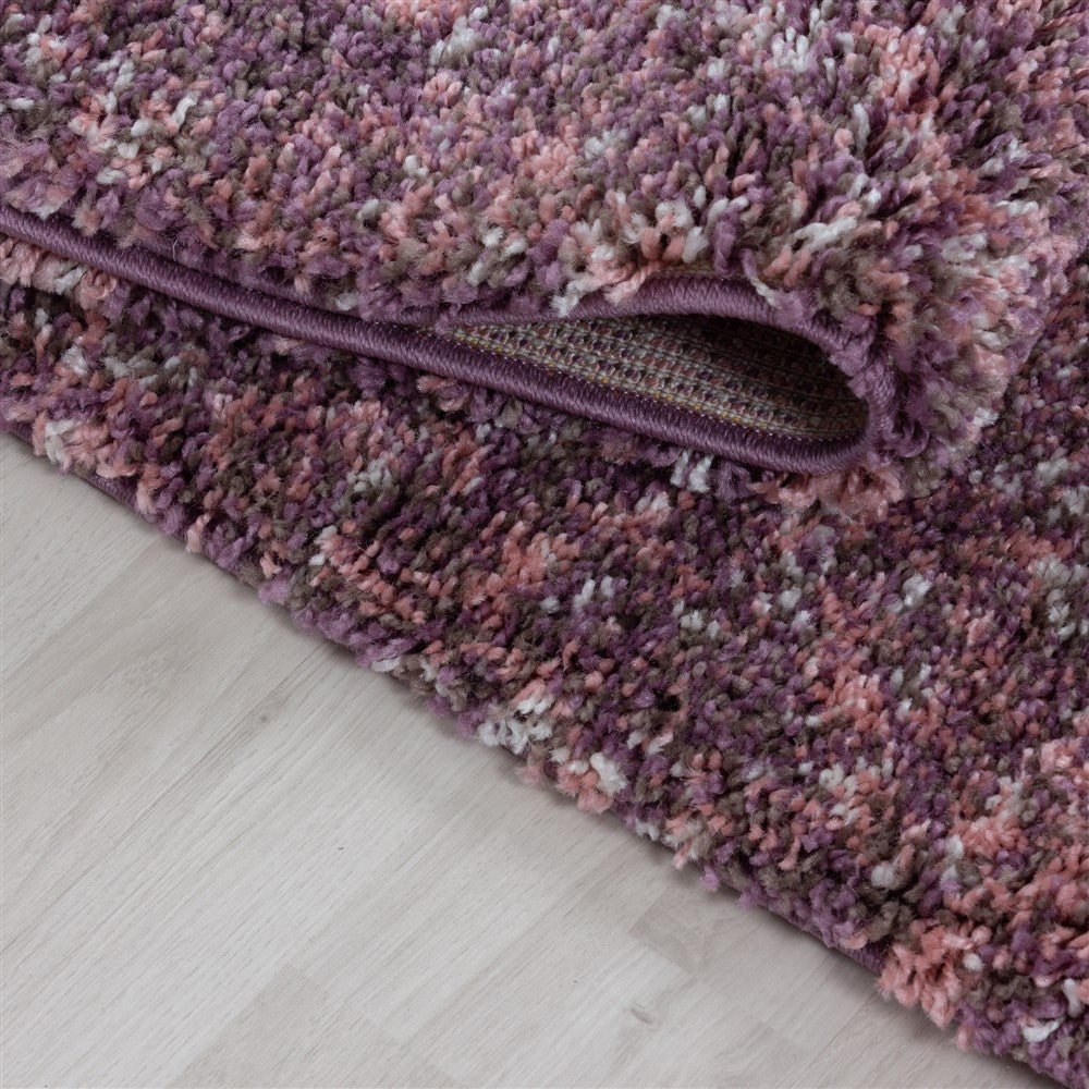 Shaggy Teppich Hochwertig Hochflor Wohnzimmer Pink Lila Taupe Creme Meliert