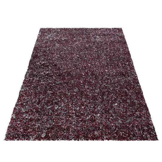 Shaggy Teppich Hochwertig Hochflor Wohnzimmer Rot Grau Creme Meliert