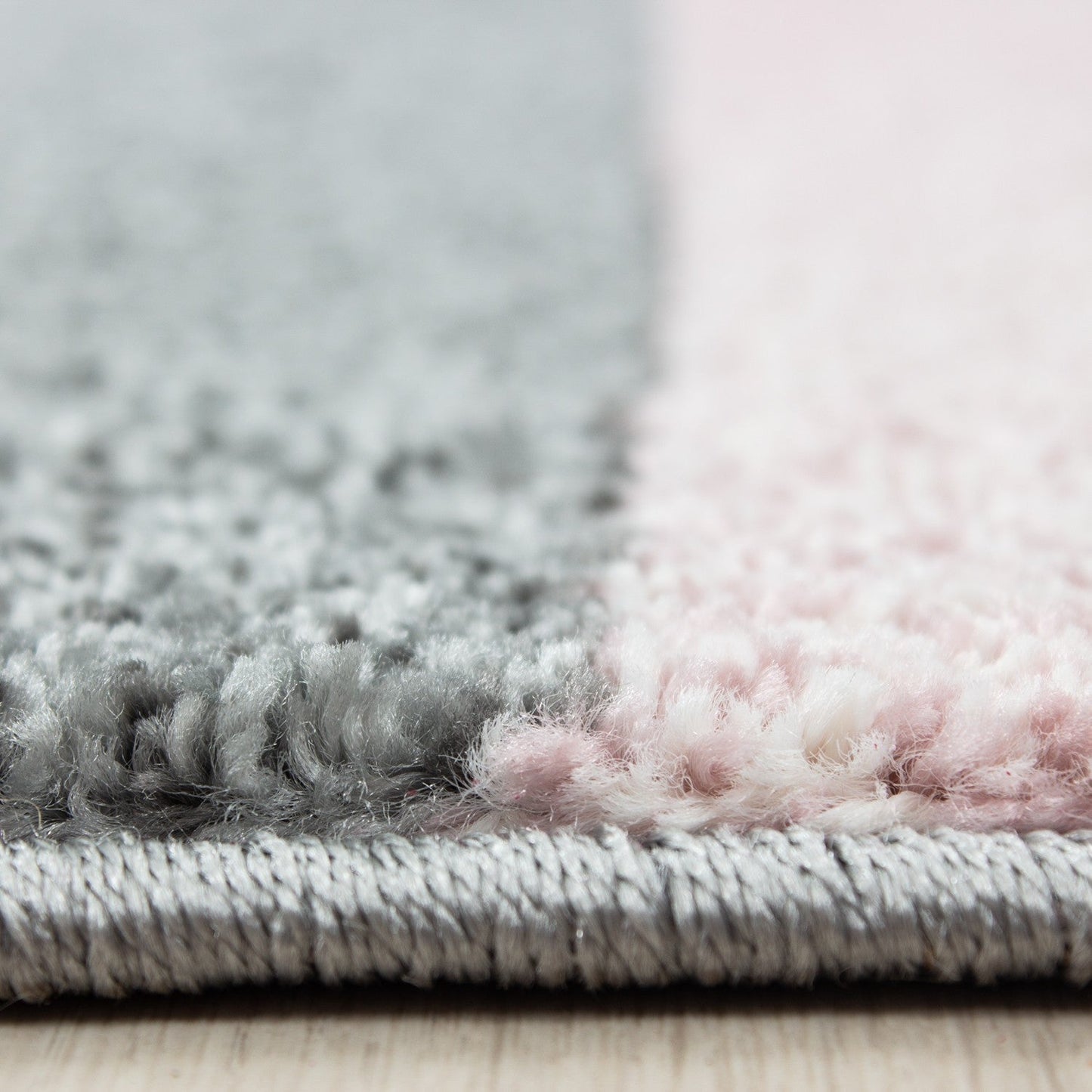 Teppich Modern Designer kurzflor Wohnzimmer Karo Block muster Grau Pink Weiß
