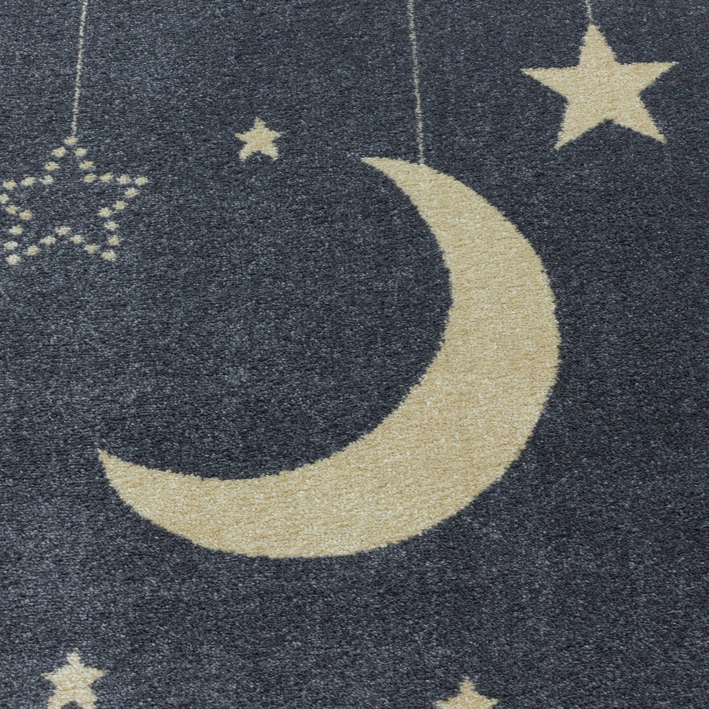 Kurzflor Kinderteppich Kinderzimmer Teppich Sternenhimmel Mond Wolken Gelb