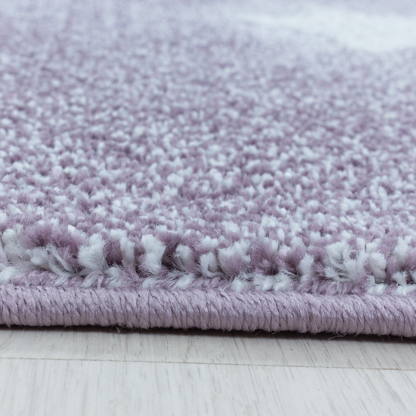 Kurzflor Kinderteppich Kinderzimmer Teppich Muster Einhorn Sterne Weich Violet