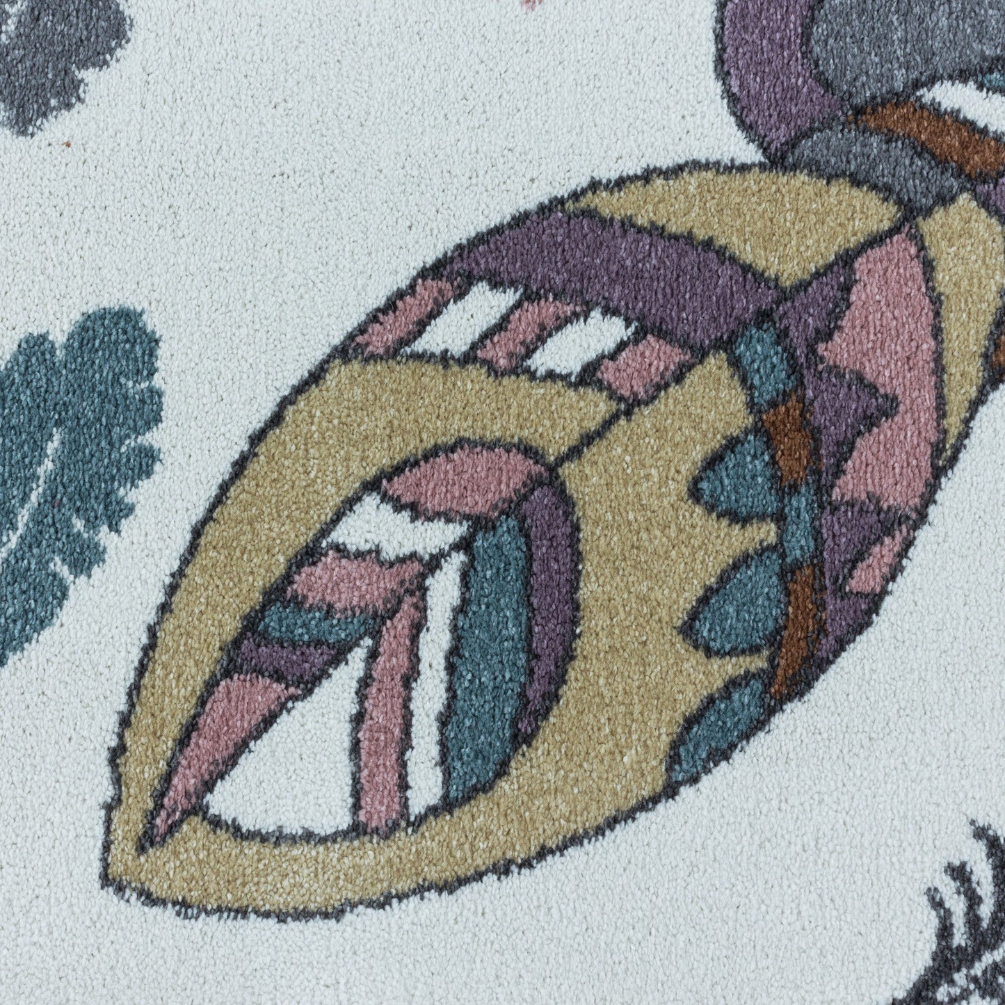 Kurzflor Kinderteppich Design Indianer Bär Feder Kinderzimmer Teppich Violet