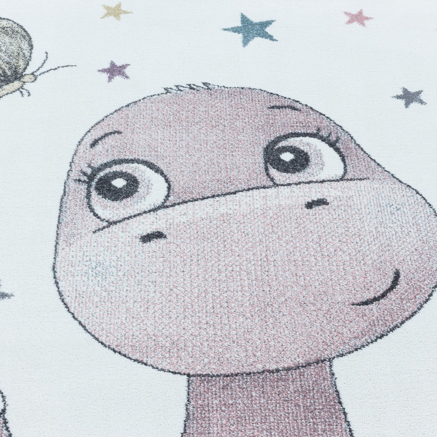 Kurzflor Kinderteppich Design Dino Baby Saurier Kinderzimmer Teppich Rosa