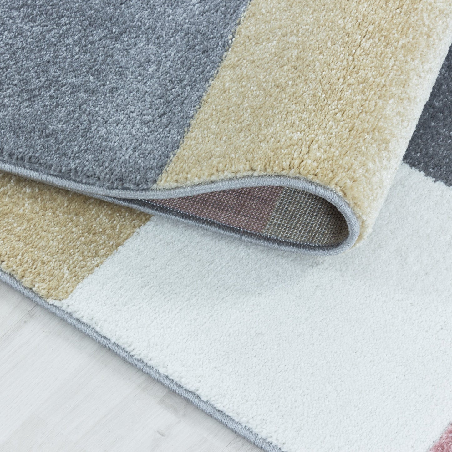 Kurzflor Kinderteppich Design Bunte Kacheln Kinderzimmerteppich Weich Mehrfarbig
