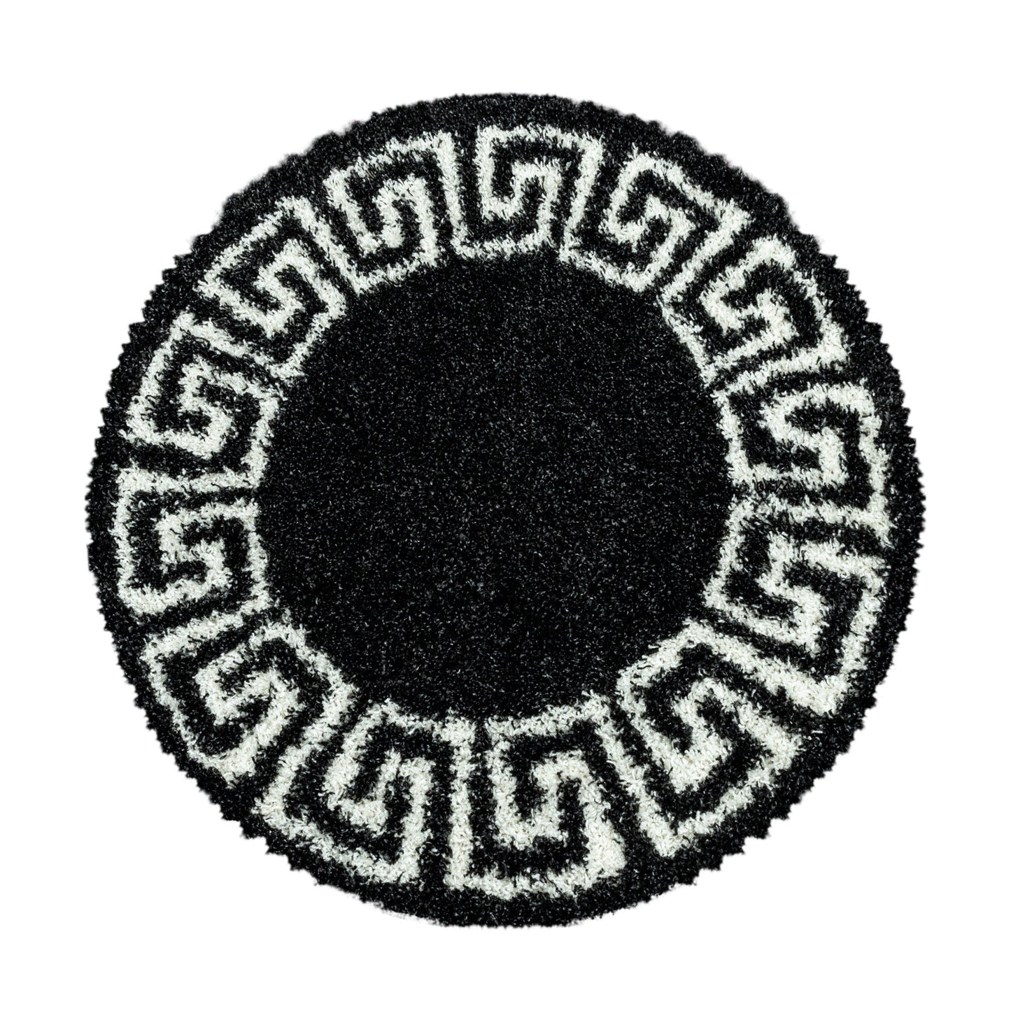 Wohnzimmerteppich Design Hochflor Teppich Muster Antike Bordüre Farbe Anthrazit