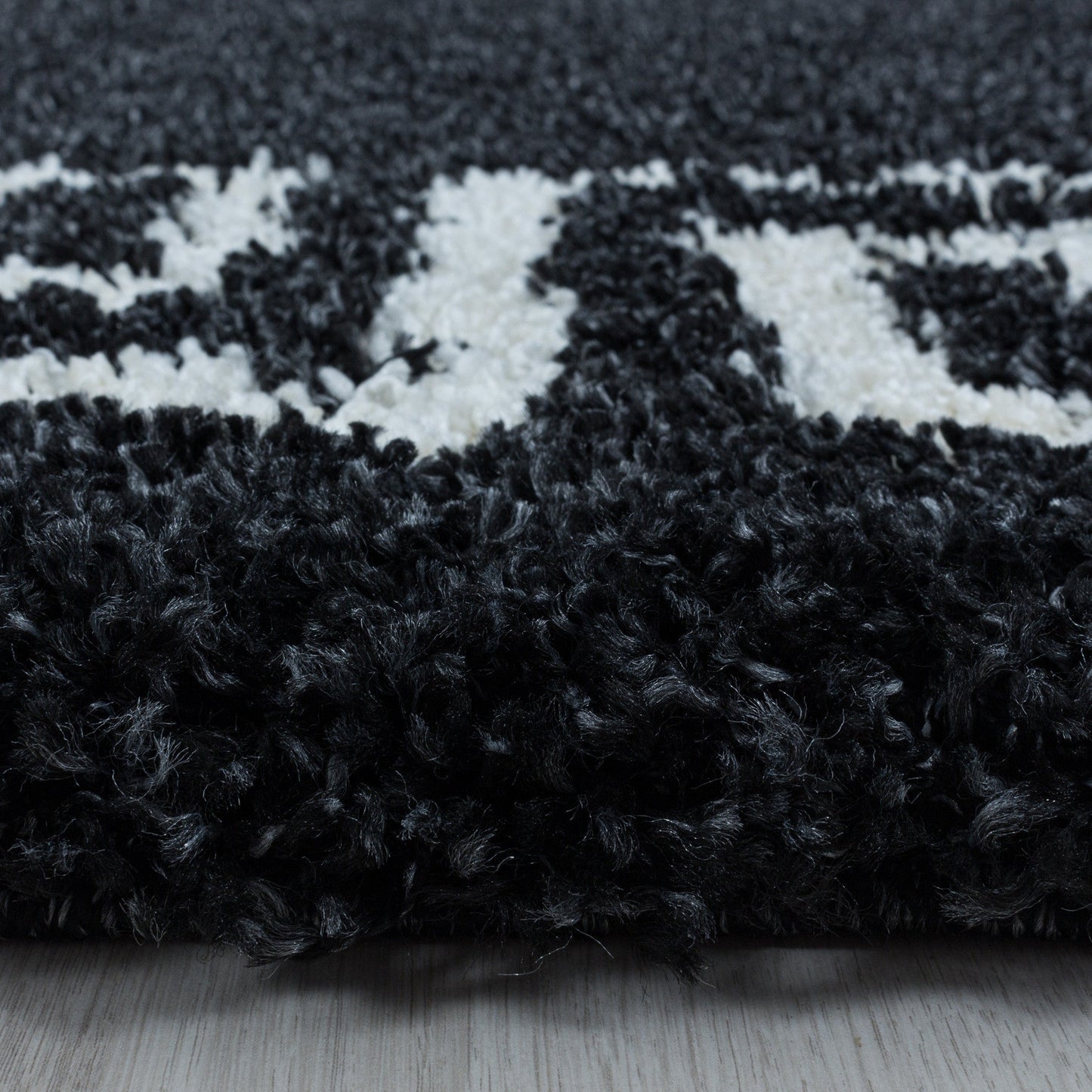 Wohnzimmerteppich Design Hochflor Teppich Muster Antike Bordüre Farbe Anthrazit
