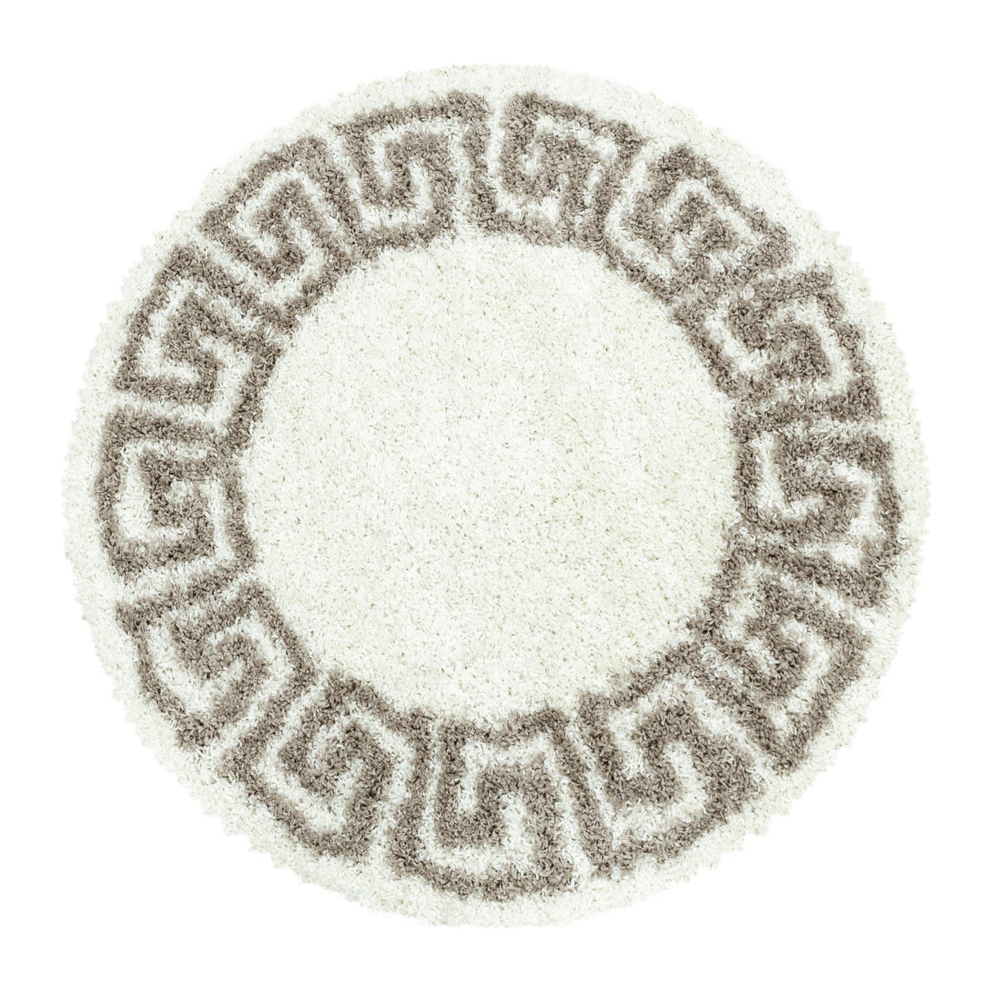 Wohnzimmerteppich Design Hochflor Teppich Muster Antike Bordüre Farbe Beige
