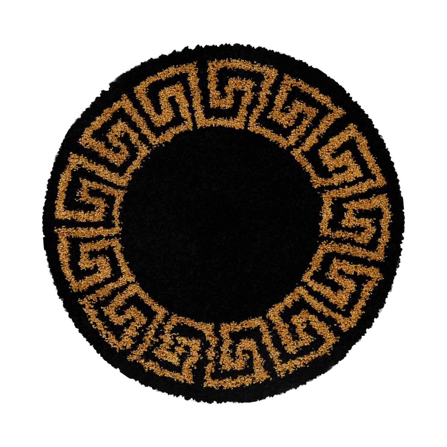 Wohnzimmerteppich Design Hochflor Teppich Muster Antike Bordüre Farbe Gold