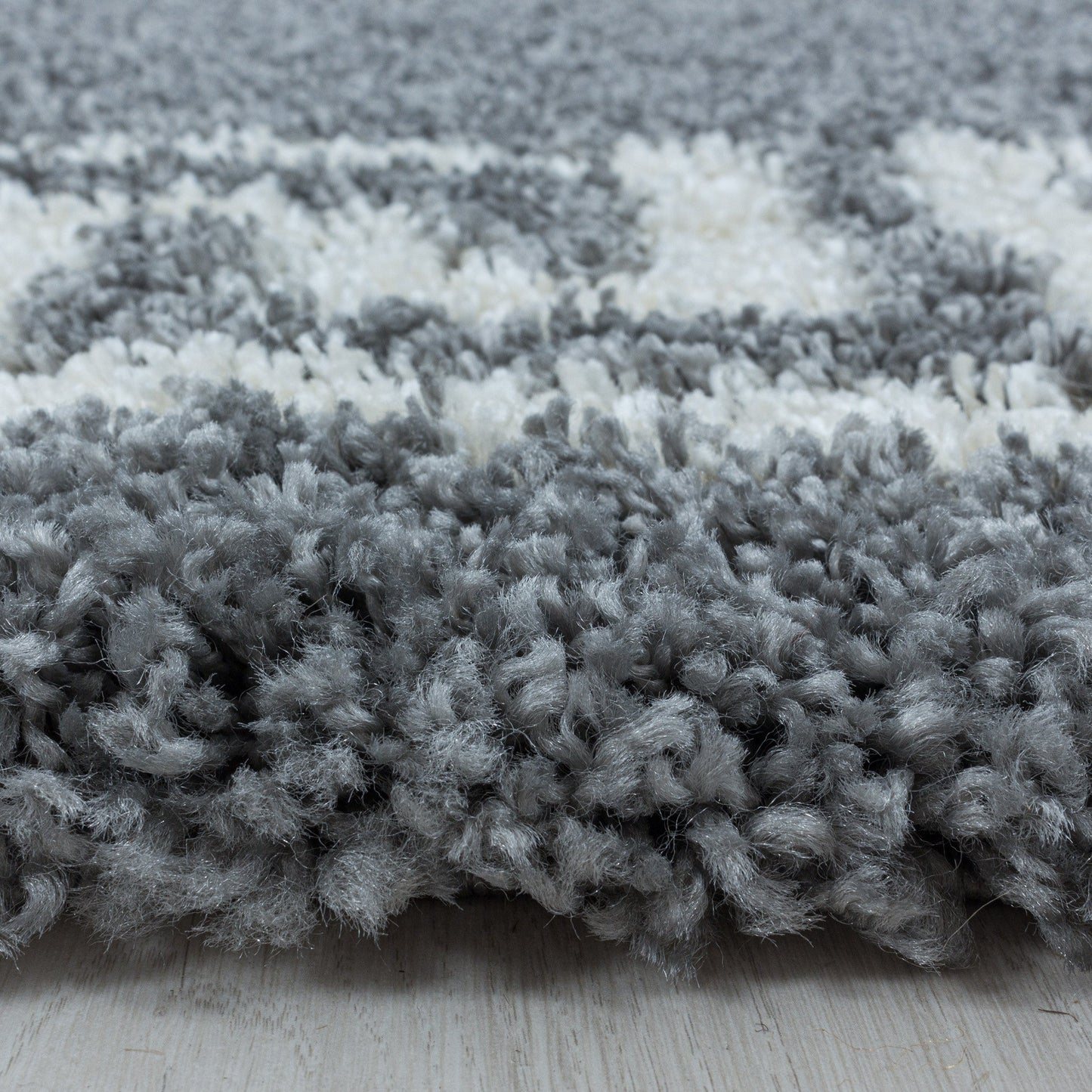 Wohnzimmerteppich Design Hochflor Teppich Muster Antike Bordüre Farbe Grau